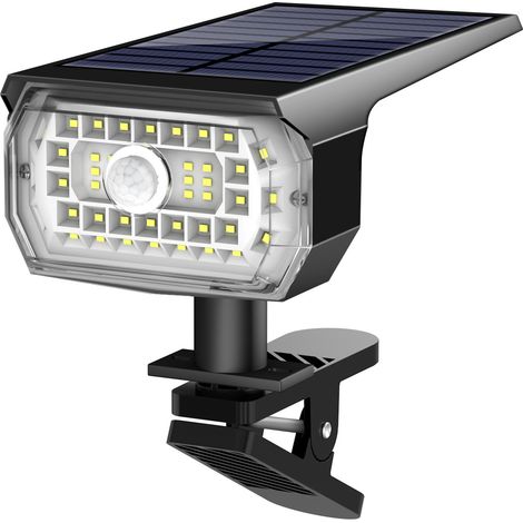 Lampe Solaire Extérieure à Pince 43 LED avec Détecteur de Mouvement PIR, Spot LED Solaire IP65 Étanche, Installation Sans Perçage, Éclairage de Sécurité pour Clôture, Rambarde, Jardin, Cour, Garage et (1/3)