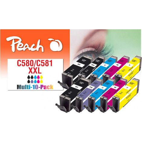 Peach PI100-437 Druckerpatrone 10 Stück(e) Kompatibel Extrahohe (Super-) Ausbeute Schwarz, Cyan, Magenta, Foto blau, Gelb