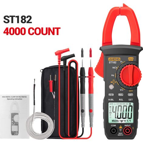 Multimètre numérique ANENG ST182 PRO, 4000 points, NCV, mesure température, capacité, fréquence