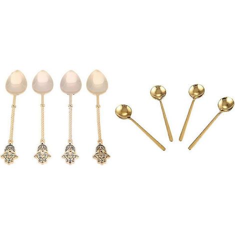 8 Pcs Cuillère à café en acier inoxydable Mini cuillères à café Sucre Dessert Cuillère à soupe de crème glacée, 4 Pcs 1 (1/3)