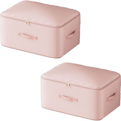 Sac de rangement portable pour vêtements de grande capacité, sac de rangement pour literie, rose (54x42x30cm), 2 pièces (1/5)