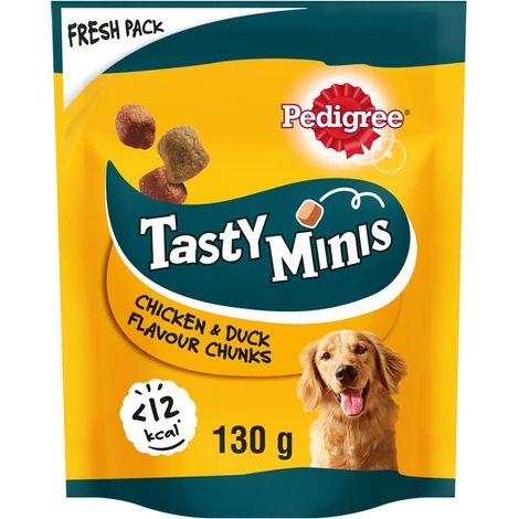 Pedigree Tasty Minis, Snack Cane al Pollo e Anatra, 6 Confezioni da 130g ciascuna (1/5)