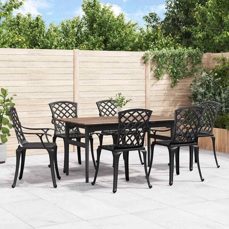 vidaXL Chaises de jardin lot de 6 fonte d'aluminium noir (1/5)