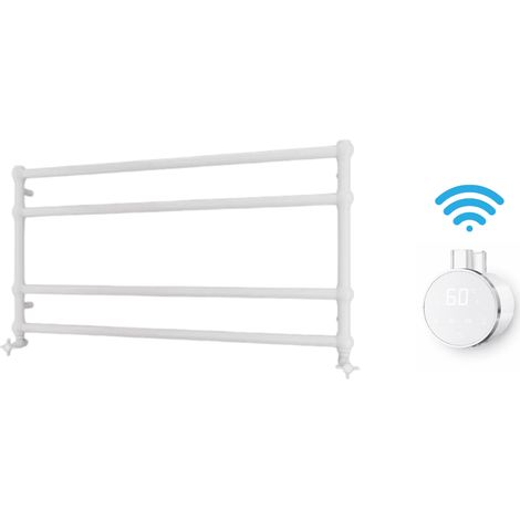 Sèche-serviettes électrique - Avec thermostat connecté - WAME - 100 x 53 cm - Blanc - 400W (1/3)