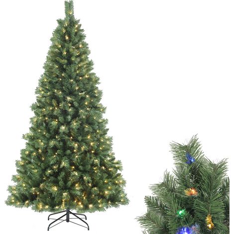 Künstlicher Weihnachtsbaum mit Beleuchtung LED, Christbaum Tannenbaum Künstlich mit LED, Weihnachtsdekoration Weihnachten Baum mit Christbaumständer, 240cm mit 1168 Spitzen und 450 LEDs (1/5)