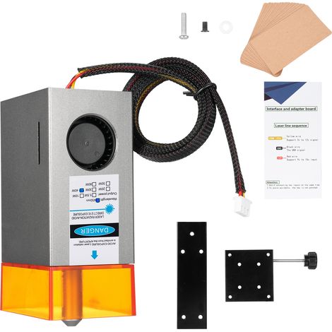Ortviai Module Laser Graveur 40 W avec Pompe à Air Intégrée, Tête en Alliage d’Aluminium, 24 V, Fonction Assistée par Air