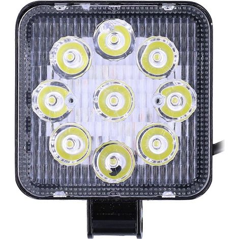 Kfz-Arbeitsscheinwerfer mit 9 LEDs, 27 W, quadratisch, IP67, Aluminiumlegierung (PC) für Auto, Motorrad, Offroad-Fahrzeuge