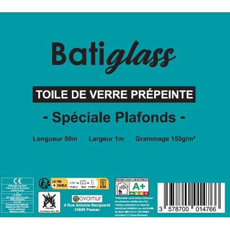 Toile de verre prépeinte spéciale plafond 155g/m² Batiglass - 50Mx1M (1/2)