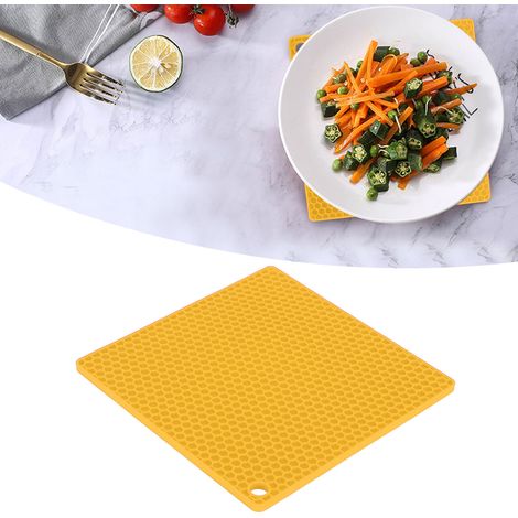 Tapis isolant en silicone alimentaire anti-brûlure, épais, pour four à micro-ondes, usage en cuisine (jaune) (1/5)