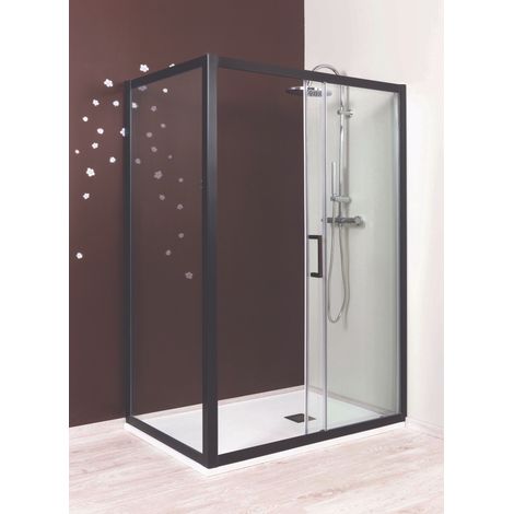 ONDEE - Mamparas de baño NAPA - Mamparas de baño fija - Vidrio templado - Acabados negros - 80x195x0,6cm (1/4)