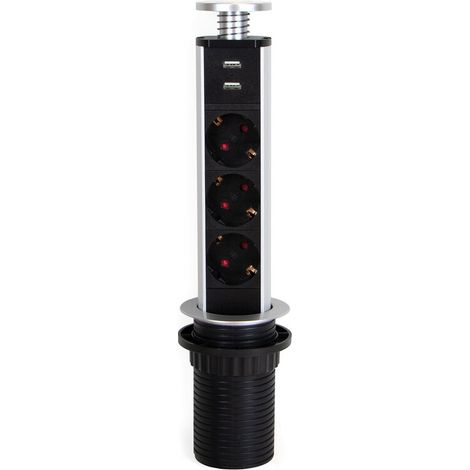 Emuca Multiconnecteur élevable Vertikal, EU, Peint en aluminium, Plastique et Aluminium