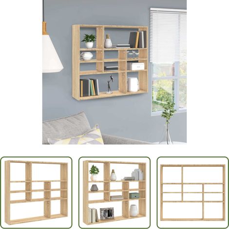 Holzregal - Wandregal Sonoma-Eiche 90x16x78 cm Holzwerkstoff (1/5)