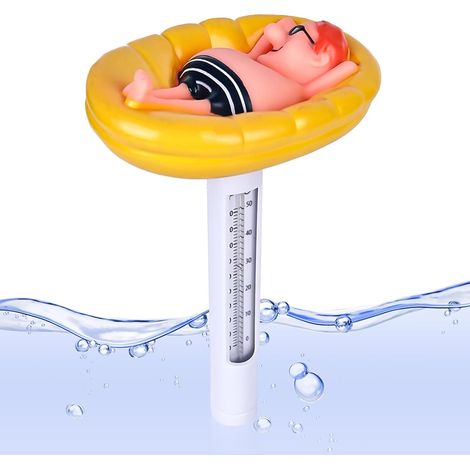 Thermomètre flottant pour piscine, incassable, thermomètre pour piscine, thermomètre flottant pour l'eau, pour piscine, spa, aquariums, bassins à poissons et pataugeoires (jaune) (1/5)