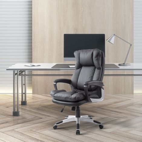 Silla Ejecutiva de Escritorio Silla de Despacho con Ruedas y Reposabrazos Altura Ajustable 66x71x110-120,5 cm Negro (1/5)