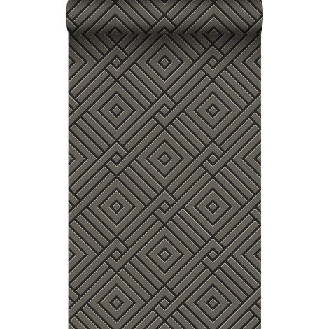 papier peint motif graphique 3D taupe et noir  - Origin Wallcoverings (1/5)
