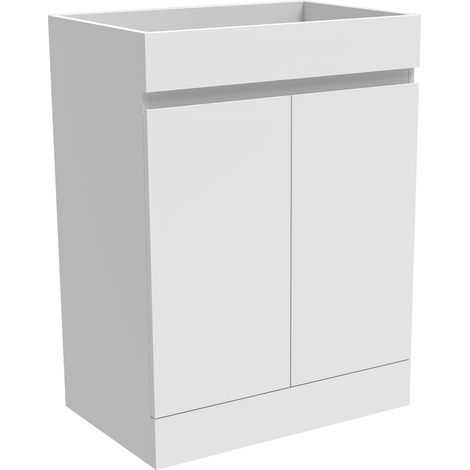 Acezanble Bathroom Storage Cabinet Base Vanity Unit Free Standing Furniture Floor Cupboard with 2 Doors, Shelf, softclose, High Gloss White, 60x39x80cm