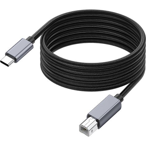 Câble de connexion USB-C vers USB-B prenant en charge une vitesse de 480 Mbps, idéal pour les claviers et les contrôleurs de musique, au bureau comme à la maison. (1/5)