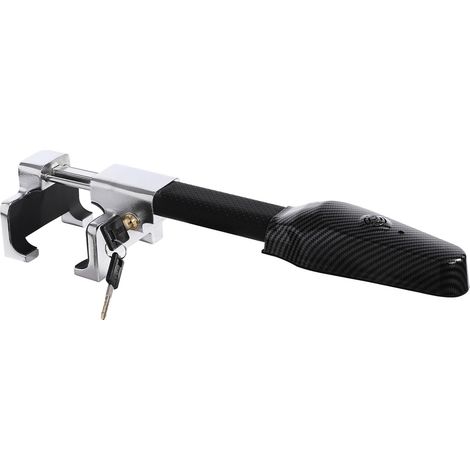Antivol de volant de voiture avec alarme, 130 dB, appareil antivol lourd, pour voiture, rétractable, ajustement universel, noir (1/5)