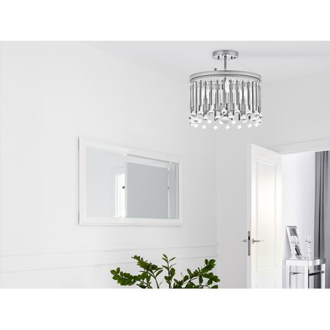 Elegante LED Deckenleuchte 3-flammig mit filigranem Kristall Glas Chrom, Ø 38cm (1/5)