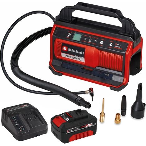 Einhell 18v Air Compressor 11 Bar PRESSITO 18/25 Car Tyres Wheels 1 x 4.0ah Kit