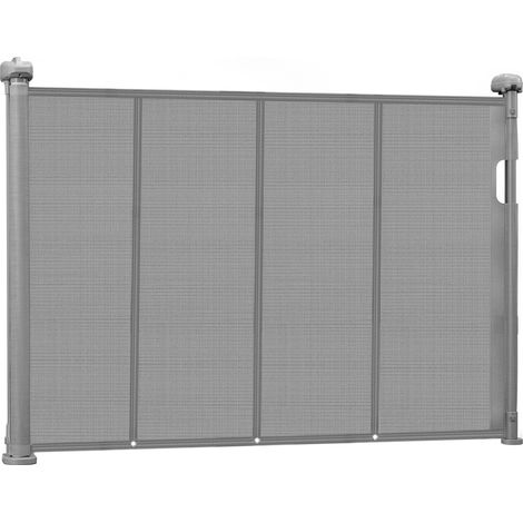 Mophorn Puerta retráctil ajustable hasta 140 cm de ancho y 87 cm de alto, barrera de seguridad extensible con panel de malla transpirable, ideal para escaleras, puertas y pasillos