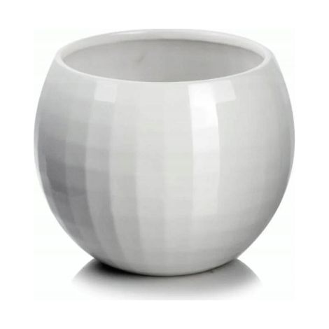 Maceta de cerámica con tapa redonda de bola, blanca, 16 cm. (1/2)