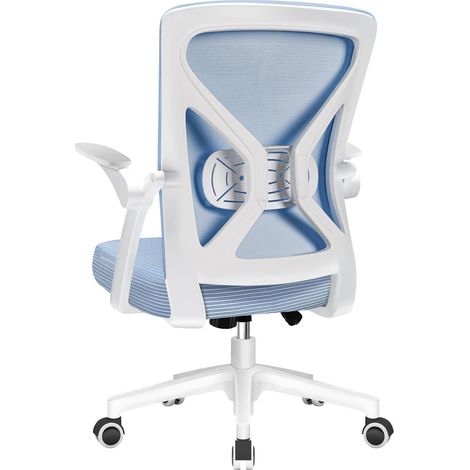 Ergonomischer Bürostuhl mit Lendenstütze Armlehnen Blau Wippfunktion (1/5)
