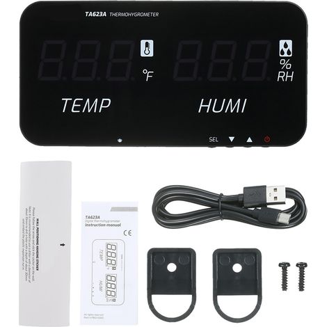 TASI Smart Digitales Wand-Thermo-Hygrometer mit LED-Digitalanzeige, Thermometer-Hygrometer für Industrie, Landwirtschaft, Haushalt, Innen- und Außenbereich (1/2)