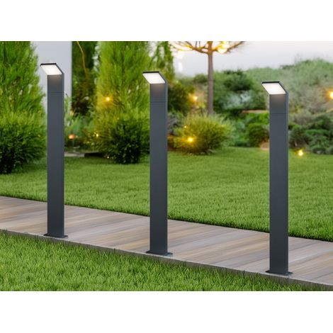 Moderne LED Pfostenleuchte aus ALU 3er SET in anthrazit, IP54, Höhe 100 cm (1/5)