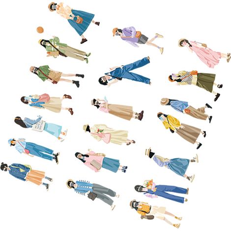 40 Stück Figuren-Sticker, Mädchenmotiv, DIY-Scrapbook-Sticker für Tagebücher, Notizbücher, Handyhüllen, Wasserflaschen, Walk Alone (1/5)