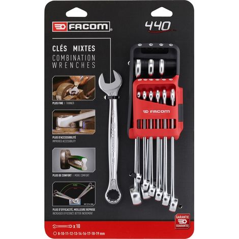 Set aus 10 Maulschlüsseln 440 (8 bis 19 mm) im Etui JP FACOM