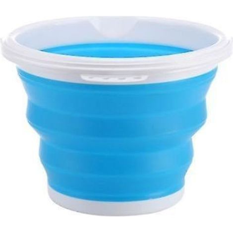 SABIR Seau Pliant en Silicone Seau Pliant Portable Bassin Télescopique de Pêche 3L Bleu (1/4)