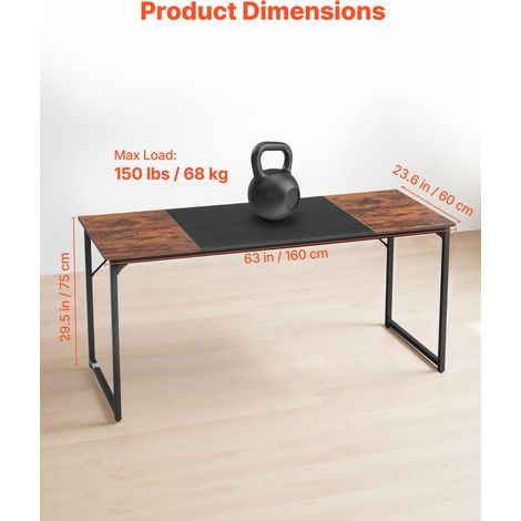 Bureau d'ordinateur 160 x 60 x 75 cm table de bureau informatique (1/5)