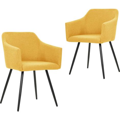 vidaXL Chaises à manger lot de 2 jaune tissu (1/5)