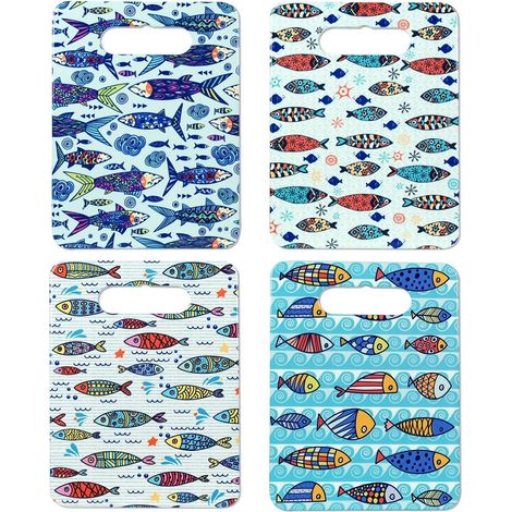 Signes Grimalt Tabla Cocina  Tabla Cortar Peces Set 4U Salvamanteles Azul 18x24x1cm 20828