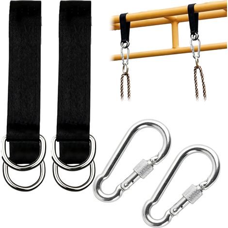 2 Sangles de Suspension pour Hamac avec 2 Mousquetons et Anneaux en D – Kit Durable pour Chaises Suspendues, Hamacs, Balancelles et Activités Extérieures (1/5)