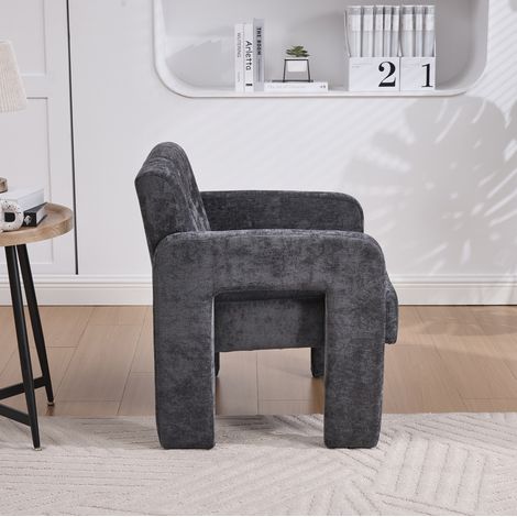 Sessel Wohnzimmer Armlehnen Chenille Grau 67 69 75 cm OKMYHOME (1/5)
