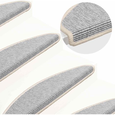 Maison Exclusive - Tapis d'escalier 15 pièces 65 x 21 x 4 cm Argent Demi-rond Grand (1/5)