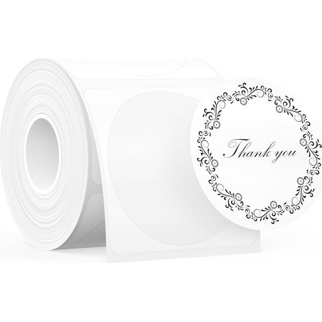 T50M Series Label Tape, Round Φ 50mm, Black on White (1/5)