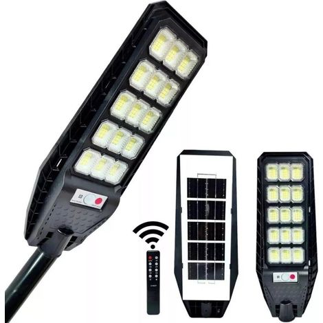 LAMPIONE SOLARE LED 6500K 100W 200W 300W 400W SENSORE TELECOMANDO E STAFFA IP65 300