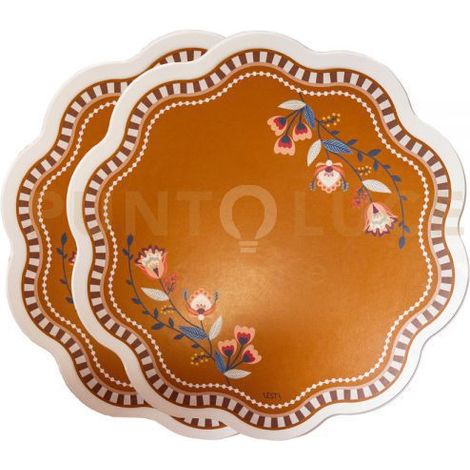 SET 2 SOTTOPIATTI ARMONIA IN CRISTALLO ACRILICO E ECOPELLE COLORE MARRONE