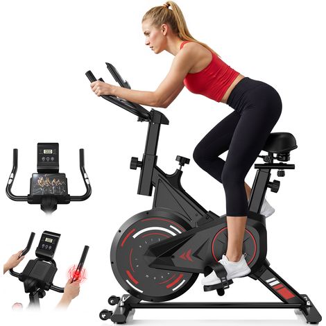 Rattantree - Vélo d'appartement - 4 niveaux de résistance - Écran LCD - Volant d’inertie 4 kg - Charge max 120 kg - Guidon et Siège Réglables - Pour Entraînement Cardio - Pédalage silencieux