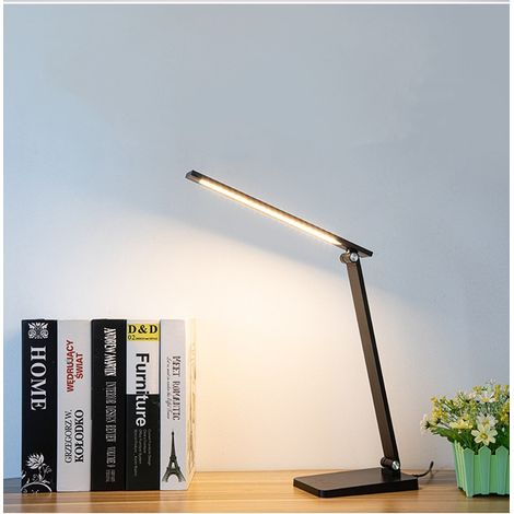 Lampe de Bureau LED, Lampes de Table Dimmable 8196LED, 5 Modes de Couleur et Luminosité Réglable Contrôle Tactile Protection des Yeux 360° Rotative Lampe de chevet Avec Fonction Minuterie Mémoire (1/5)