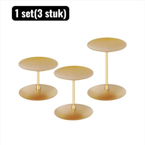 lot (3 pièces) - Bougeoirs - Bougeoir en métal noir mat - Bougeoir industriel pour bougies épaisses et bougies chauffe-plat - Décoration de table vintage avec plateau - Doré (1/5)