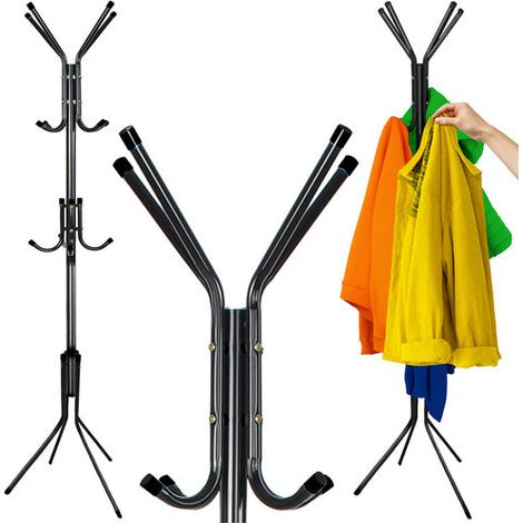 Perchero de pie, metal negro, 170 cm, 3 niveles (1/5)