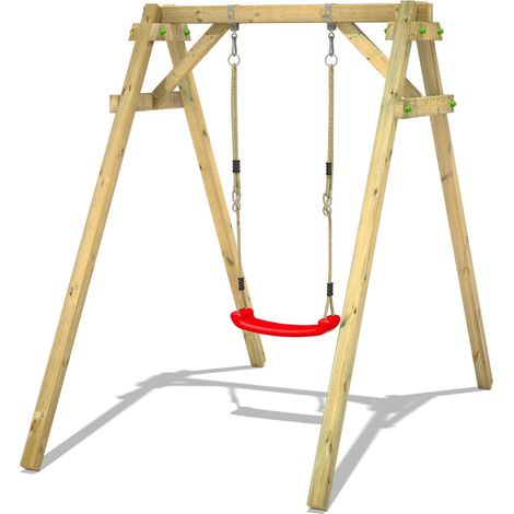 Wickey Schaukelgestell Kinderschaukel Smart One Schaukel mit Schaukelsitzen, Schaukelgerüst, Einzelschaukel, Holzschaukel - rot (1/5)