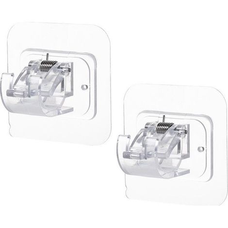 Lot de 6 supports transparents auto-adhésifs sans perçage pour tringle à rideaux et porte-serviettes (1/5)