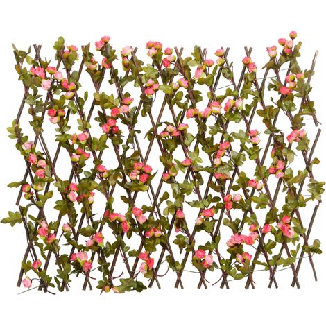 vidaXL Traliccio Edera Artificiale Espandibile Rosa Scuro 180x60