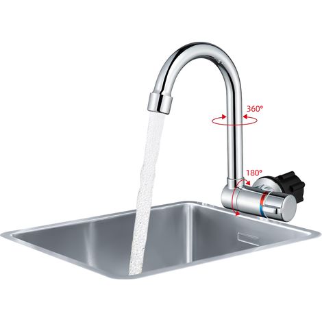1002 Évier de cuisine RV pliable chaud et froid, robinet G1/2, pièce en céramique, noyau de valve en cuivre, évier de yacht RV rotatif à 360 degrés, robinet chaud et froid,Argent (1/5)