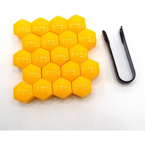 Capuchons d'écrous de roue T54 19 mm jaune brillant (1/5)